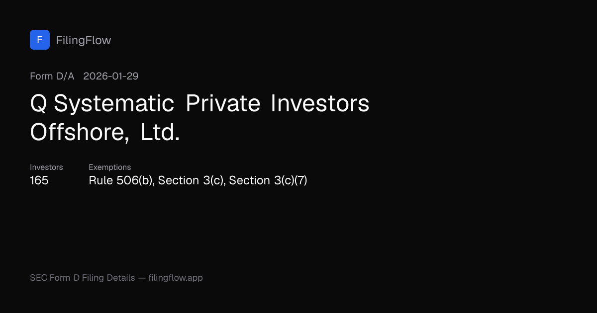 Q Systematic Private Investors Offshore, Ltd. Form D Filing | FilingFlow